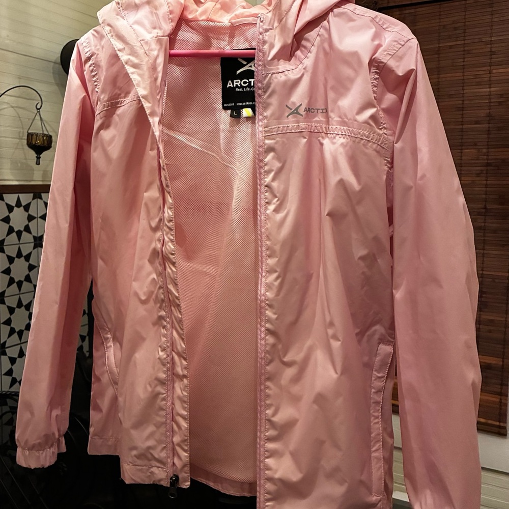 Pink Hooded Windbreaker Jacket